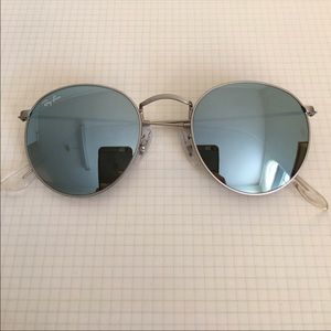 Ray Ban baby blue sunglasses with matte silver rim